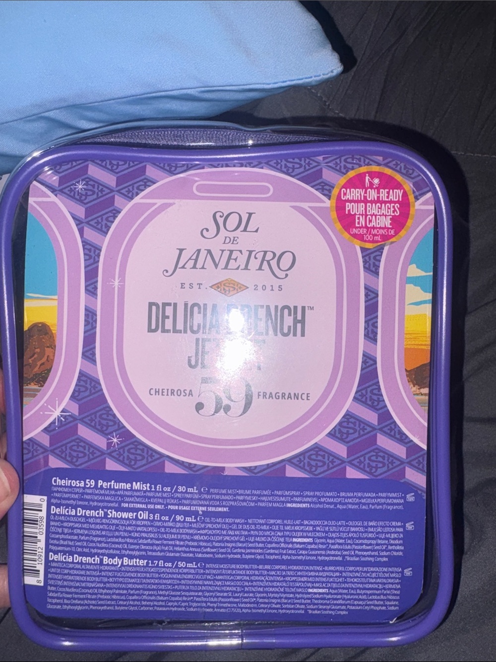 Sol de Janeiro Purple Clear Cosmetic Pouch with Toiletries - Picture 3 of 3
